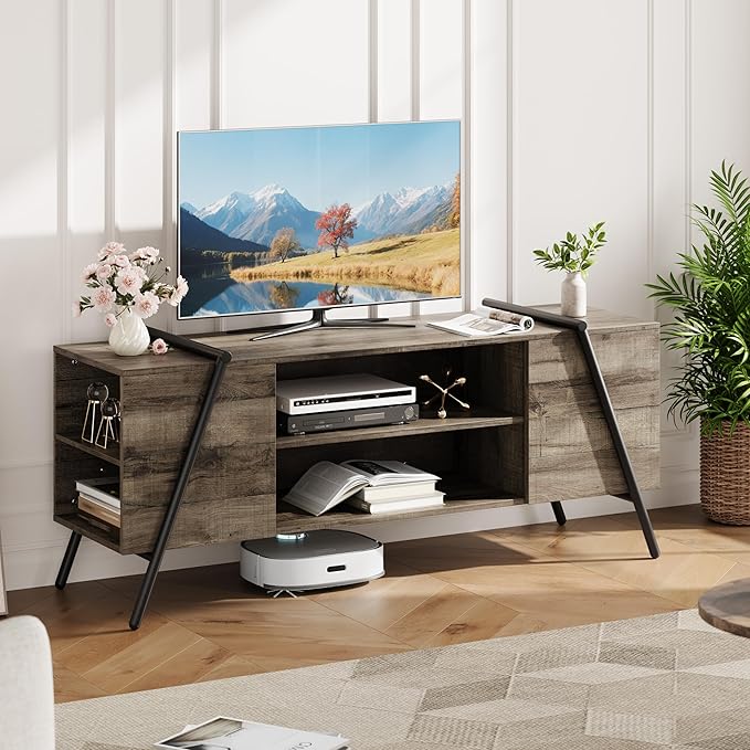 Garvee 55 Inch TV Stand with Slanted Metal Legs, Industrial Media Console with - Image 8