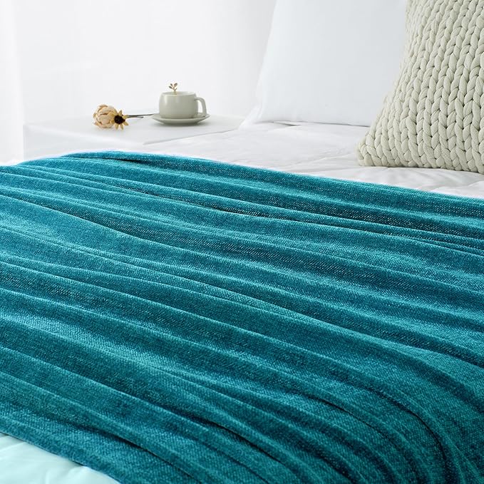 Chenille Throw Blanket for Couch 60"X 80" Twin, Soft Cozy Throws - Image 9