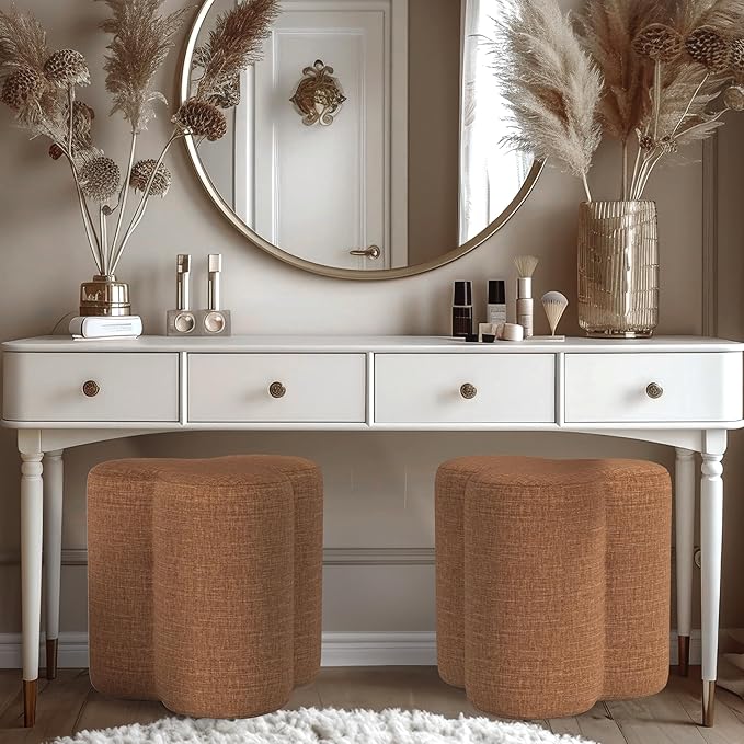 HomePop Upholstered Clover Shaped Ottoman Home Décor|Foot Rest Ottoman - Image 4