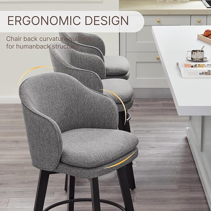 Counter Height Barstools 26 inch Upholstered Swivel Bar Stools - Image 7