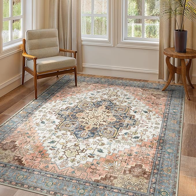 GENIMO 5x8 Area Rugs for Living Room, Machine Washable Low Pile Rugs, Chenille by GENIMO