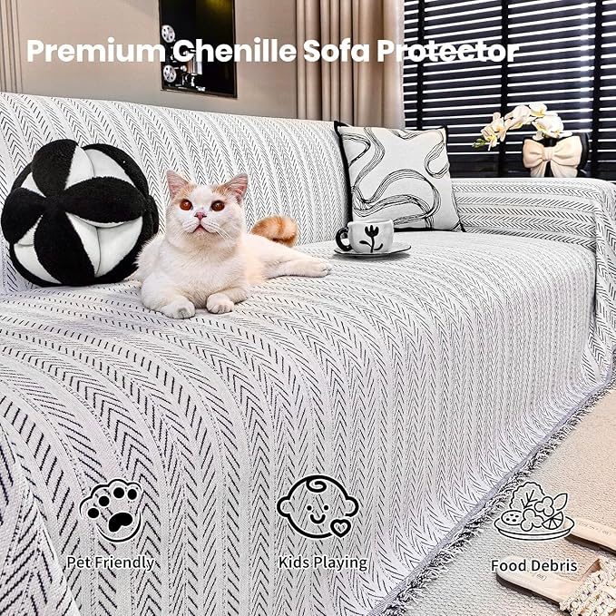 Nobildonna Sofa Chair Cover Waterproof Soft Thicken Chenille Cushion Couch Cover - Image 2