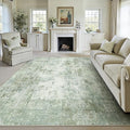 8x10 Washable Area Rug Green Modern Neutral Abstract Living Room Bedroom Indoor by WondRg