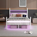 Full Size Bed Frame with Headboard and Footboard, Steel Slats Support-LED Bed by CLIBFENG