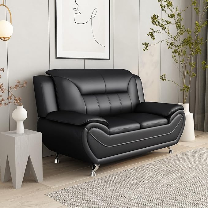 Container Furniture Direct Michael Modern Faux Leather Upholstered Stainless - Image 12