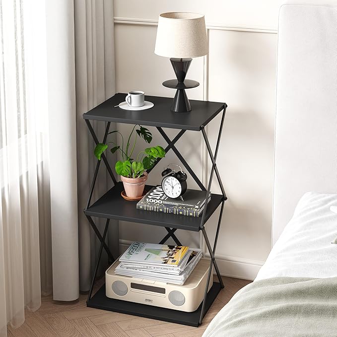 3-Tier End Table Set of 2 Small Side Table Tall Bedside Night Stand - Image 6