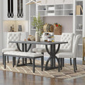 SogesPower 6-Piece Dining Table Set, Rectangular Farmhouse Kitchen Dining Table by SogesPower