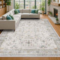 Boho Light Grey Living Room Rug 8x10 by HazoHaus