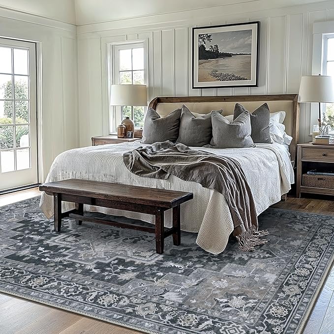 GENIMO 10x12 Area Rugs for Living Room, Machine Washable Non Slip Vintage Rugs - Image 8