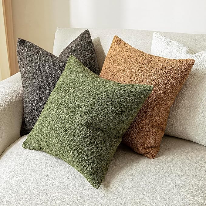 Foindtower Pack of 2 Textured Boucle Throw Pillow Covers Accent Solid - Image 6