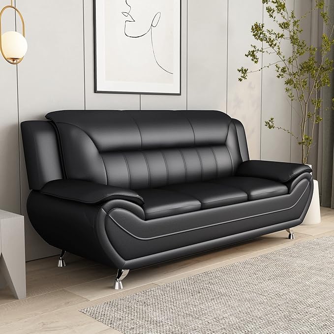 Container Furniture Direct Michael Modern Faux Leather Upholstered Stainless - Image 14