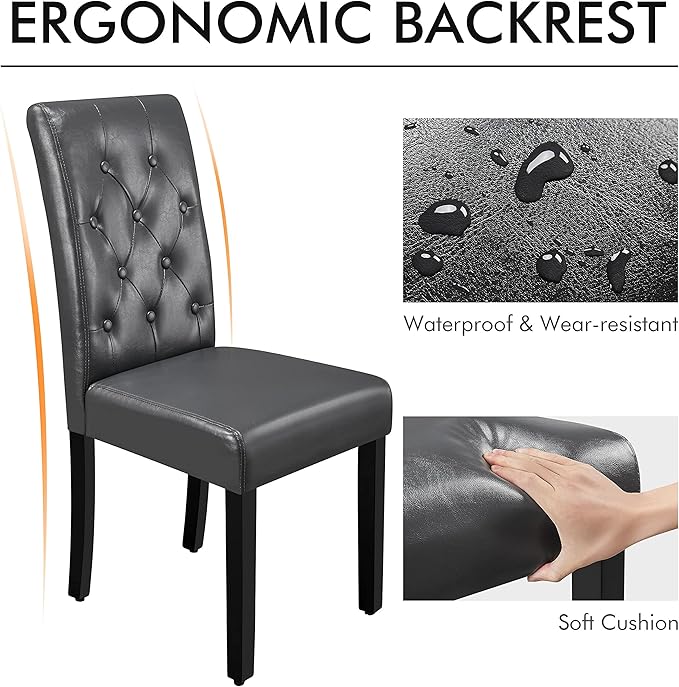 Yaheetech Dining Chairs Set of 6 Modern Style Faux Leather Dining Room Chairs - Image 6