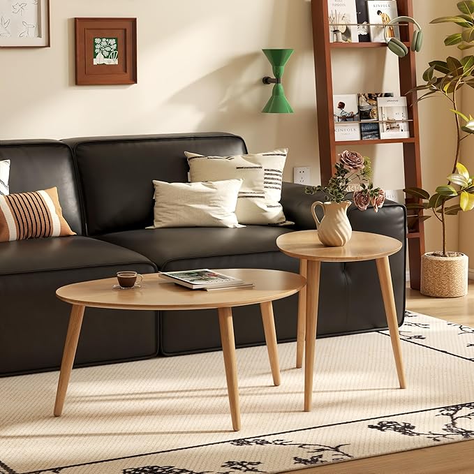 Small Oval Coffee Table, 25.6" Mid Century Modern End Table - Image 5