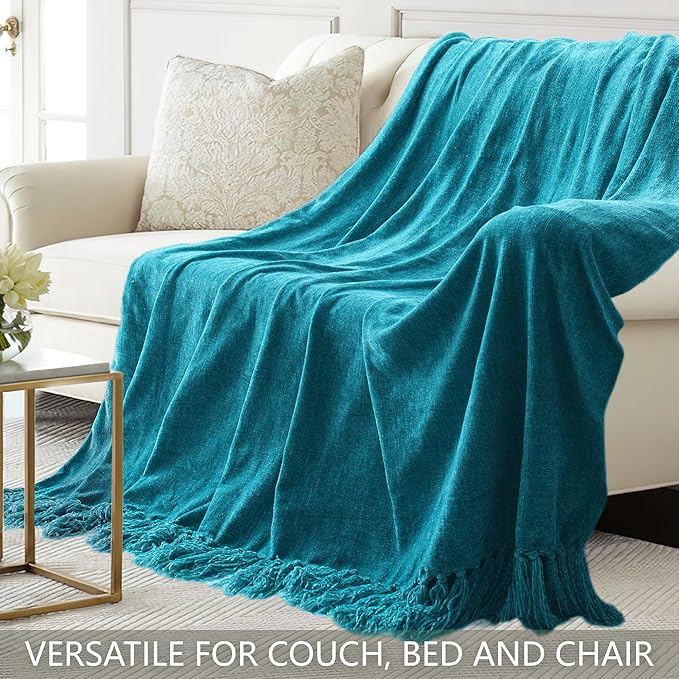 Chenille Throw Blanket for Couch 60"X 80" Twin, Soft Cozy Throws - Image 4