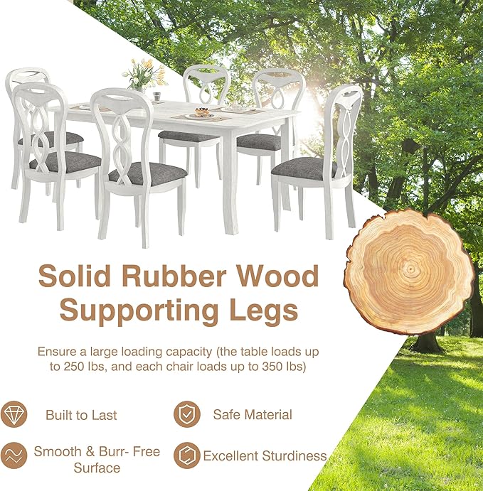 7-Piece Solid Wood Dining Table Set - Image 5