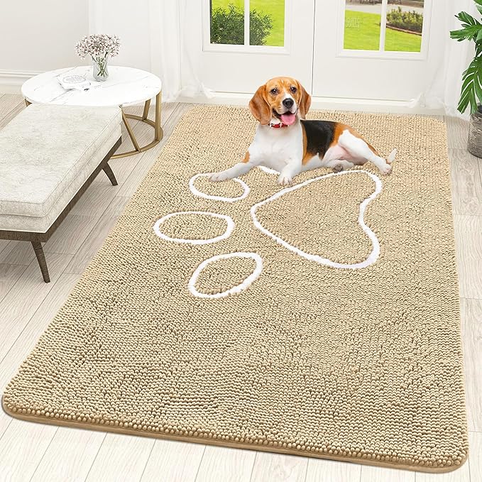 OLANLY Door Mat for Muddy Dog Paws 70x46, Ultra Absorbent Chenille Mud Doormat by OLANLY