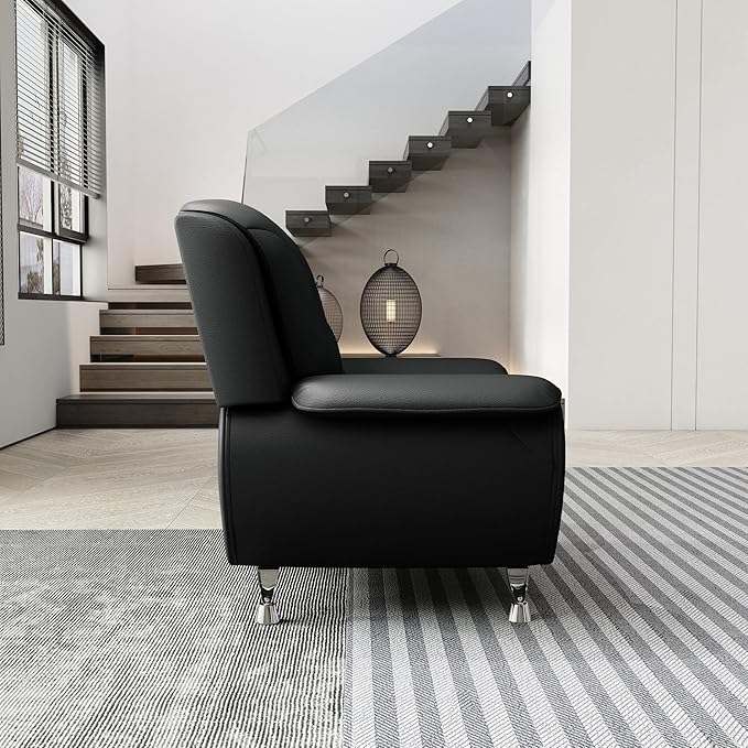 Container Furniture Direct Michael Modern Faux Leather Upholstered Stainless - Image 10