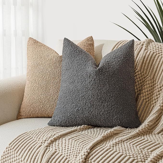 Foindtower Set of 2, Decorative Textured Boucle Throw Pillow Covers Accent - Image 4