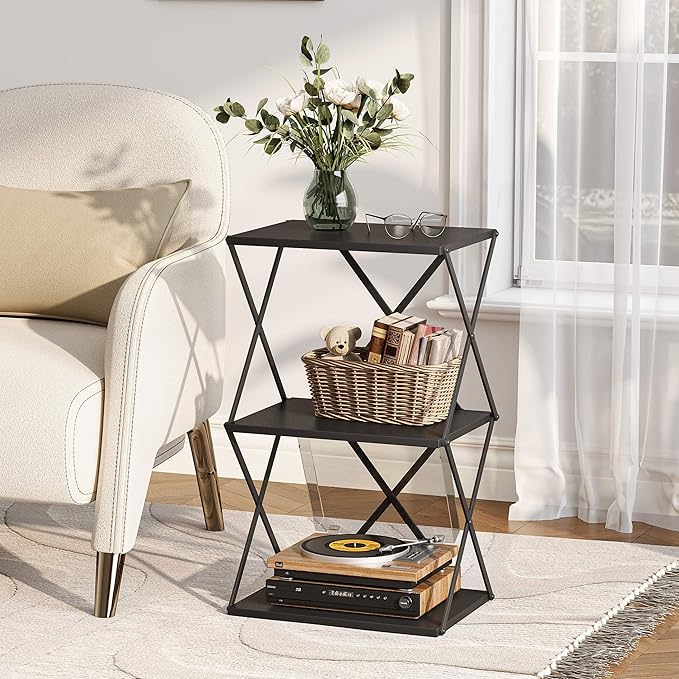 3-Tier End Table Set of 2 Small Side Table Tall Bedside Night Stand - Image 5