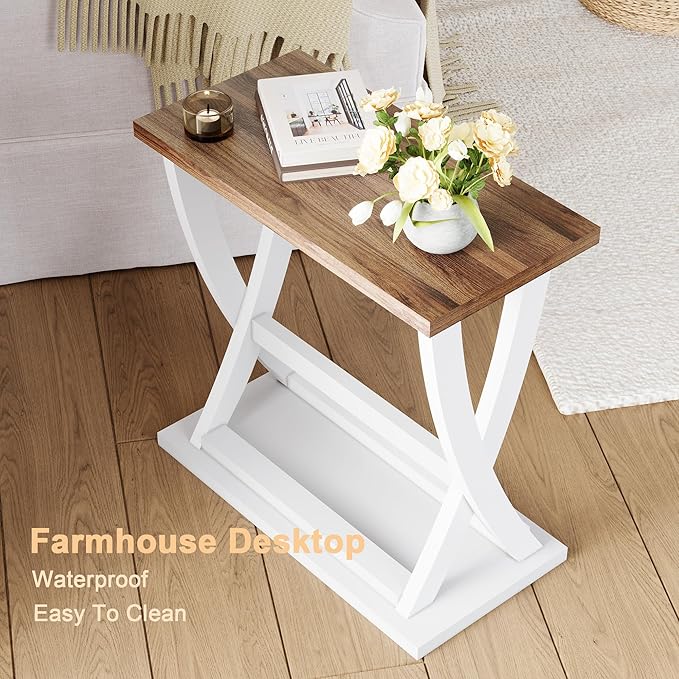 ChooChoo Farmhouse End Tables Living Room Set of 2, Narrow Side Table - Image 7