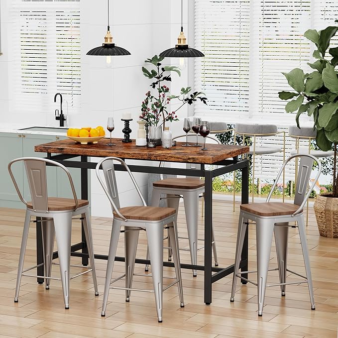 Changjie Furniture 26 Inches Metal Barstools Set of 4 Counter Height Bar Stools - Image 7