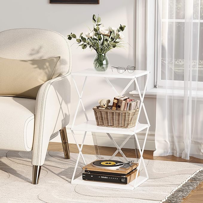 3-Tier End Table Small Side Table Tall Bedside Night Stand - Image 5