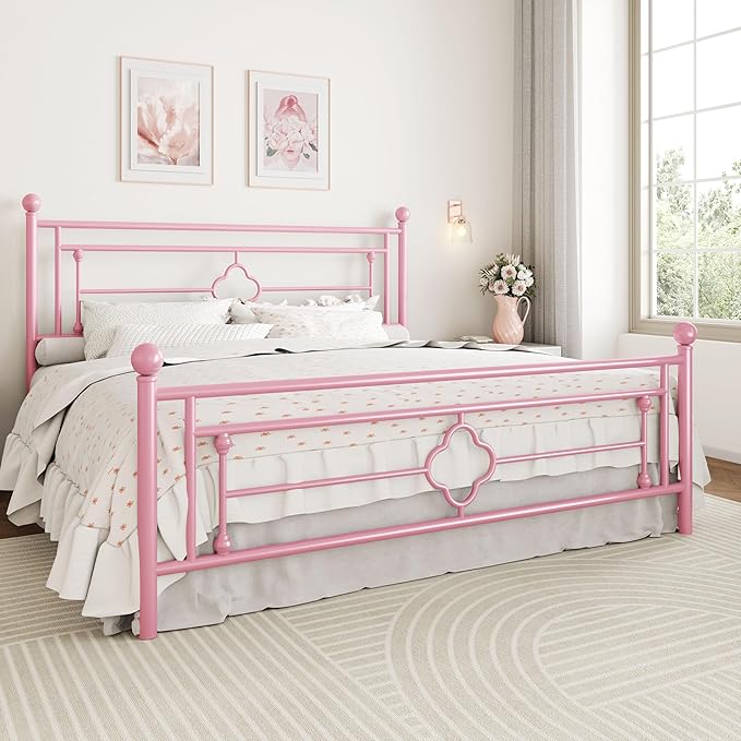 SHA CERLIN 14 Inches King Size Metal Platform Bed Frame/Vintage Iron-Art - Image 3