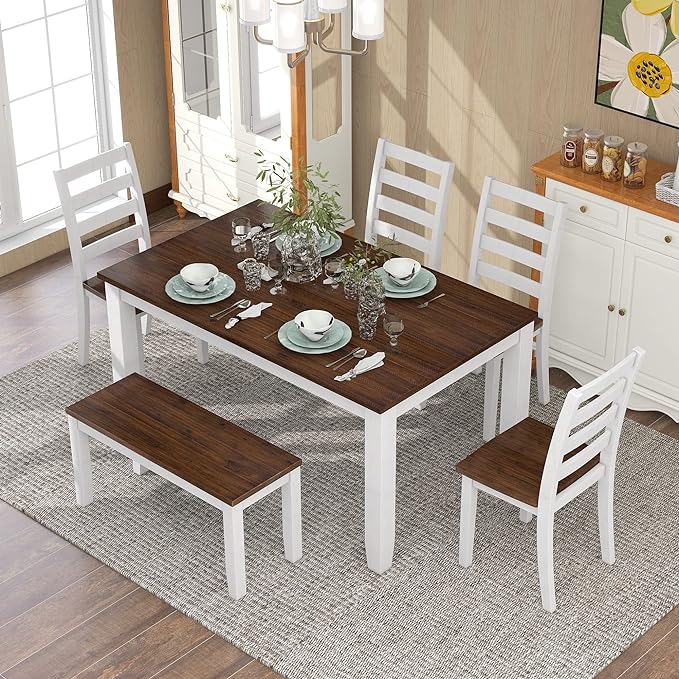 Merax 6-Piece Wooden Rectangular Dining Table Set - Image 7