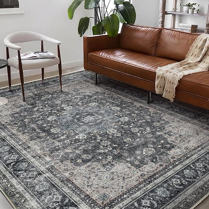Washable Area Rug 10'x14' Boho Design Non-Shedding Easy Care Ideal by CHAMPLANT