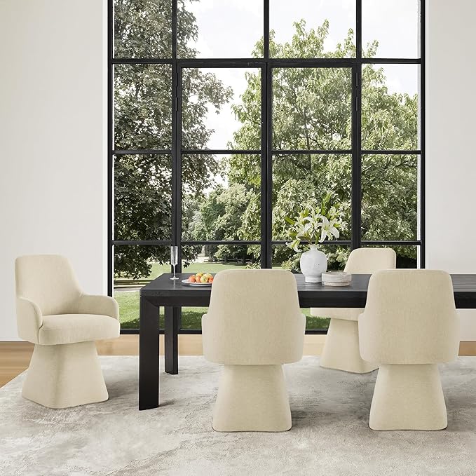 Swivel Dining Chair Set of 1, Mid Century Modern Chair Fabric Upholstered - Image 7