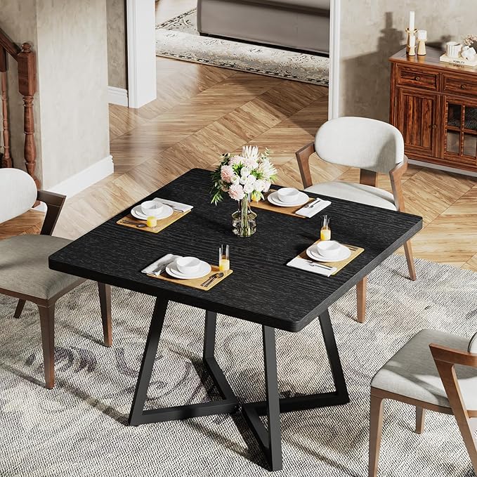 Tribesigns Square Dining Table for 2, 31.5" Industrial Dinner Table - Image 8