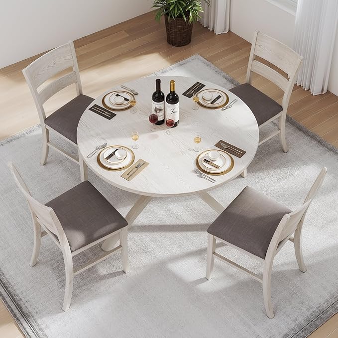 VECELO Peatuk 4-Piece Solid Wood Dining Table Set - Image 4