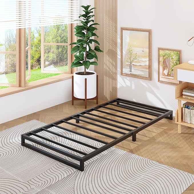 4 Inch Twin Size Bed Frames Heavy Duty Metal Twin Platform Bed Frame No Box - Image 5