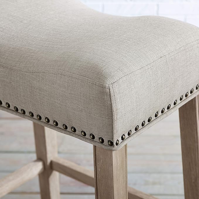 Roundhill Furniture Coco Upholstered Backless Saddle Seat Counter Stools 25.5" - Image 5