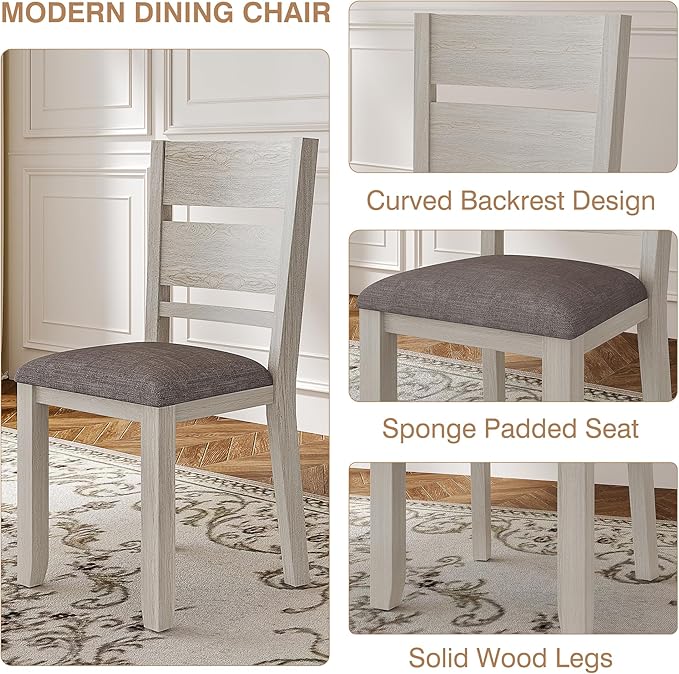 Dining Chairs Set of 4, Solid Wood Farmhouse Chairs - Image 4