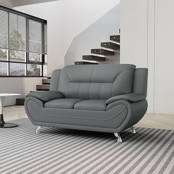 Container Furniture Direct Michael Modern Faux Leather Upholstered Stainless - Image 10