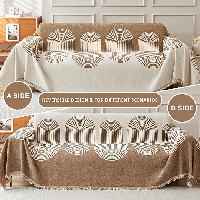 STACYPIK Modern Beige Geometric Couch Cover - Image 2