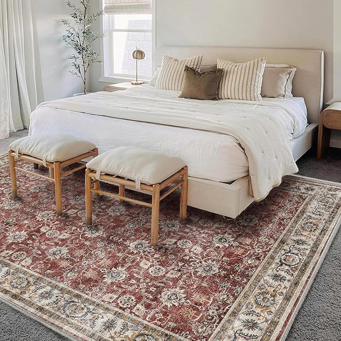Area Rug 5'x7' Washable Rug Vintage Traditional Floor Cover Thin Retro Kitchen - Image 2