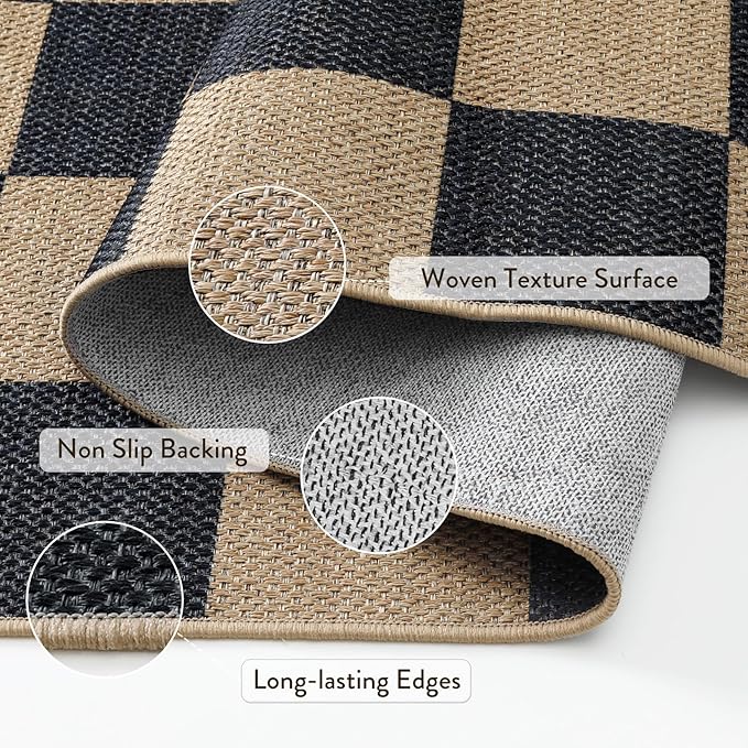 Lahome Checkered 4 ft Easy Jute Round Rug, Washable Small Rugs - Image 4