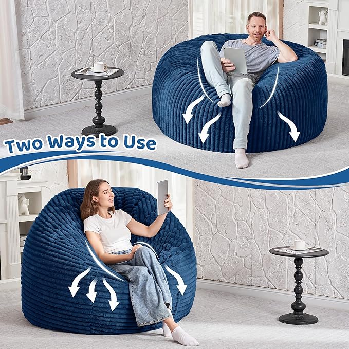 HABUTWAY 4FT Bean Bag Chair, Memory Foam Beanbag Chair - Image 6