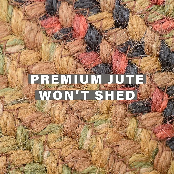Homespice Gingerbread Jute Braided Rug 27x45in Oval Brown-Red-Black Natural - Image 5