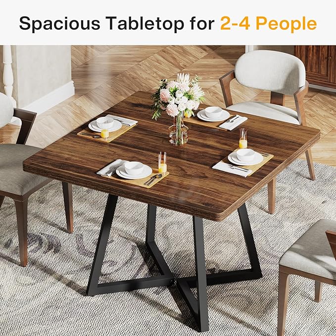Tribesigns Square Dining Table for 6, 31.5" Industrial Dinner Table - Image 8