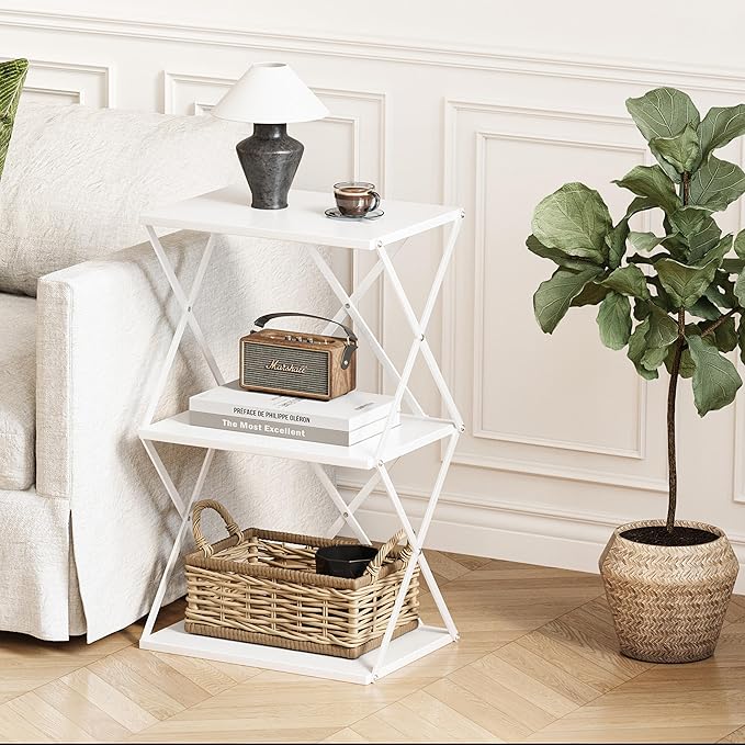 3-Tier End Table Set of 2 Small Side Table Tall Bedside Night Stand - Image 7