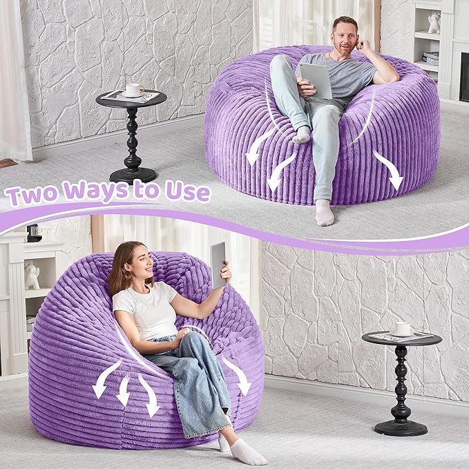 HABUTWAY 4FT Bean Bag Chair, Memory Foam Beanbag Chair - Image 6