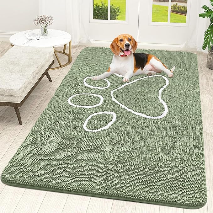 OLANLY Door Mat for Muddy Dog Paws 70x46, Ultra Absorbent Chenille Mud Doormat by OLANLY