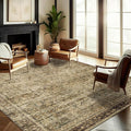 Area Rug 9x12 Washable Brown Vintage Traditional Mat Distressed Indoor Foldable by CHAMPLANT