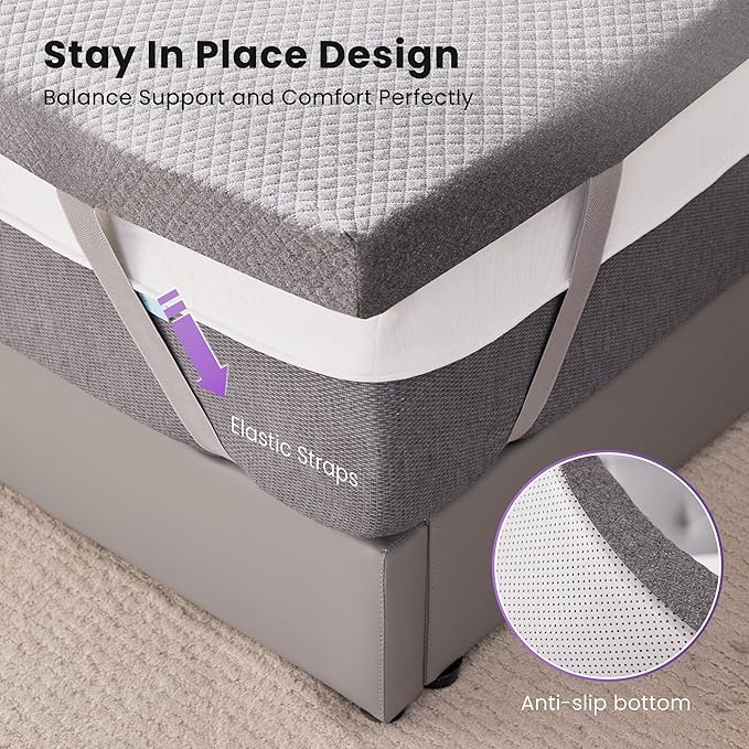 SINWEEK 2 Inch Gel Memory Foam Mattress Topper King Size, Pad - Image 6