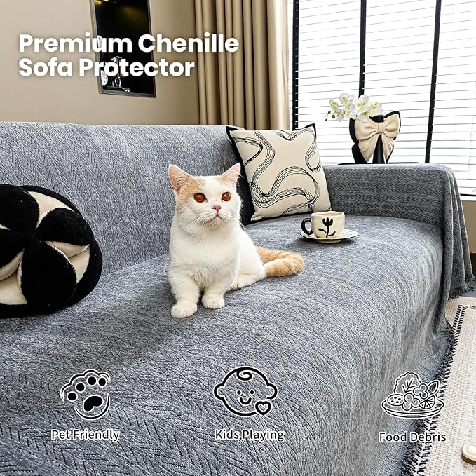 Nobildonna Sofa Chair Cover Waterproof Soft Thicken Chenille Cushion Couch Cover - Image 2