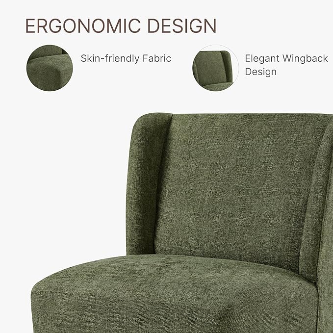 Dining Chairs with Casters Require Assembly Upholstered Wingback Single Sofa - Image 7