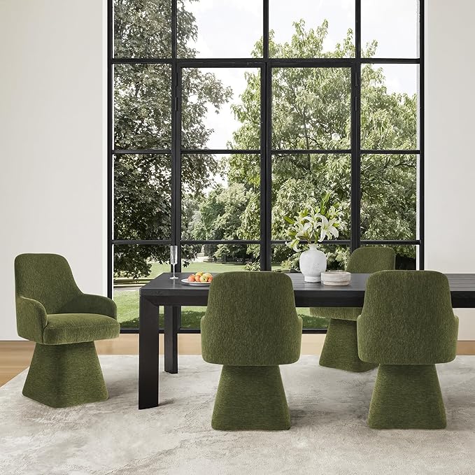 Swivel Dining Chairs Set of 4, Mid Century Modern Chairs Fabric Upholstered - Image 2